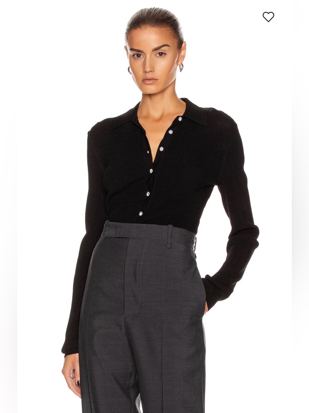Gauge81 Basel Knit Black Ribbed Polo Top Size Large